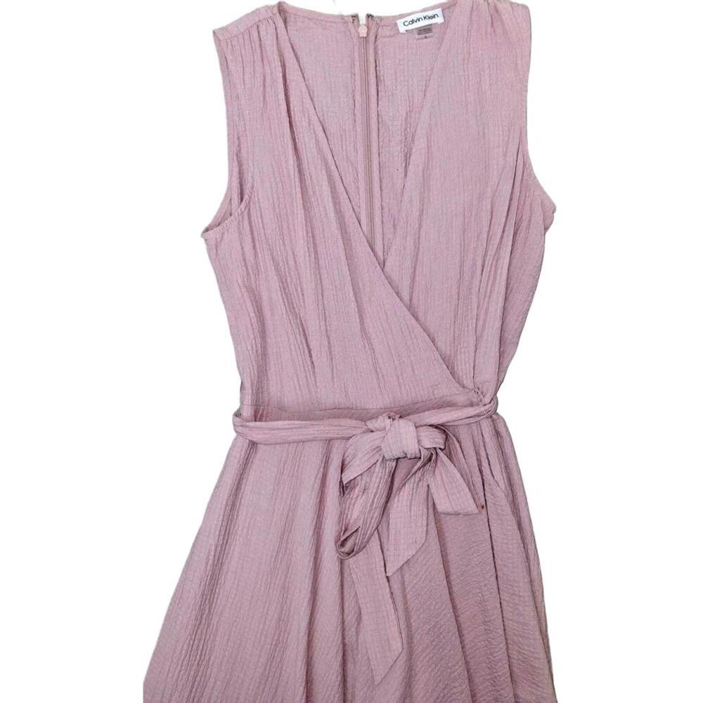 Sleeveless Mauve Wide-Leg Jumpsuit with Waist Tie - Picture 4 of 8